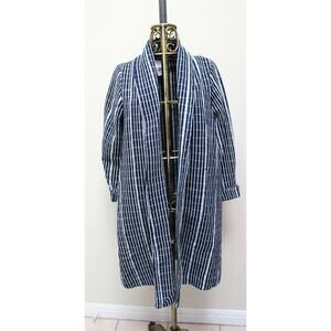 Osei Duro Navy Blue Theca Striped Grid Open Front Cardigan Jacket Coat XS